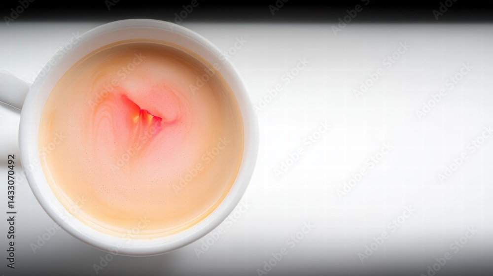 Poster a simple yet elegant cup of tea steaming gently on a table with natural light and soft shadows