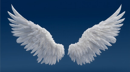 white angel wings isolated on a blue background