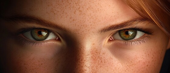 Naklejka premium Eyes with freckles
