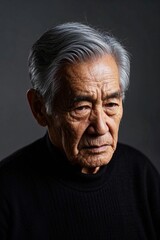 Obraz premium arafed older man with gray hair and black sweater looking at the camera