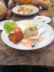 Delicious Indonesian Nasi Goreng with Fried Chicken