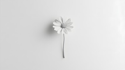 3. A single daisy-like flower with delicate, minimalist lines, resting gently in the center of a plain white canvas, drawing attention to the simplicity of the design