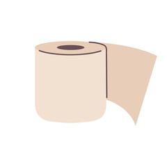 A roll of beige toilet paper without a pattern. Front view. Flat vector illustration. Isolated.