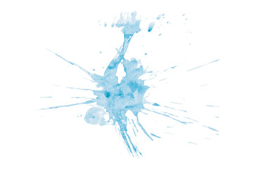 Fototapeta premium Light blue watercolor splash with dynamic splash effect on transparent background. Watercolor brush.