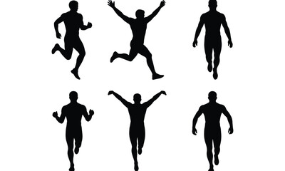 Six Dynamic Silhouettes - Athletic Poses Highlighting Action, Grace, and Movement