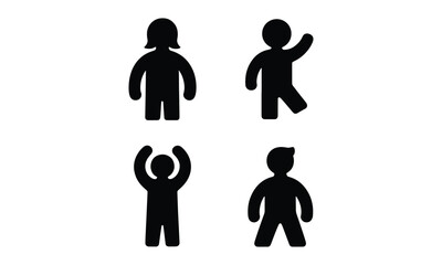 Silhouettes of Four Figures - Unique Poses, Hairstyles, and Gestures Highlight Diversity
