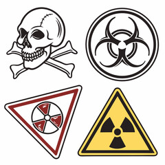 Professional Hazard Symbols: Skull, Biohazard.