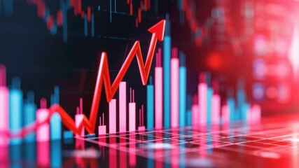 Abstract financial chart showing rising trends and data visualization in vibrant colors.