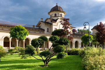 YEKATERINBURG, RUSSIA. Moorish-style monastic buildings and a park in the Alexander Nevsky...