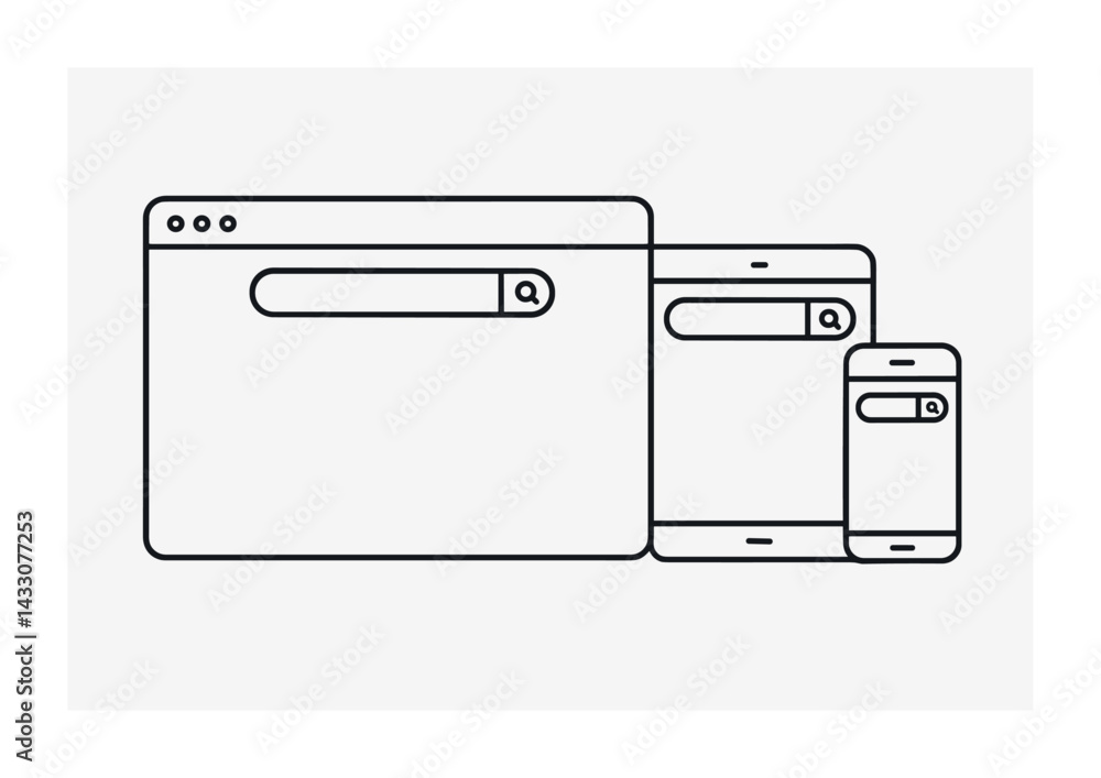 Poster minimalist search interface design on devices for digital projects