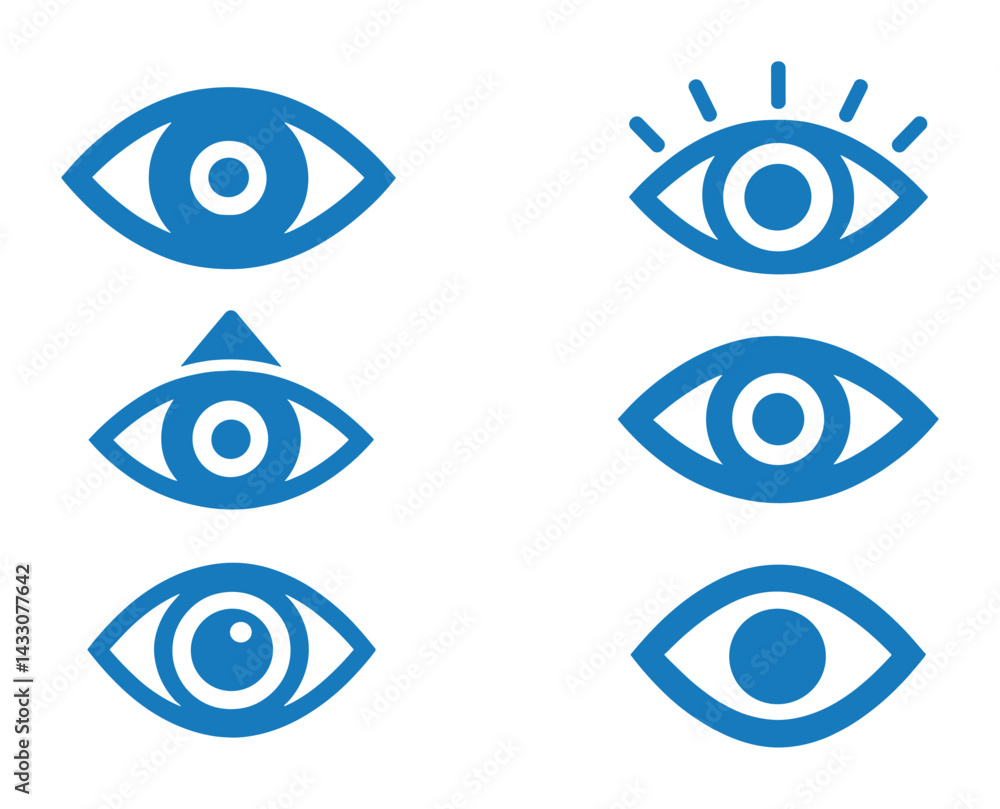 Poster eye symbols set for design elements and communication concepts