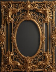 Intricate gold floral scrollwork forming a classic frame, vintage aesthetic, vintage frame, design, texture