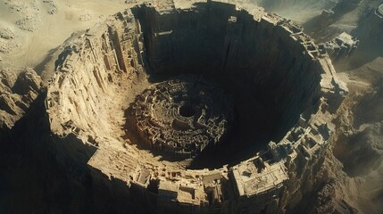 Ancient City Ruins in a Desert Canyon