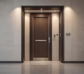 Contemporary lobby with integrated service bell; minimalist door frame , artistic, subtle, hidden
