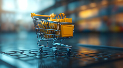 Online Shopping Cart 3D Illustration