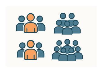Community and teamwork outline icons set – linear style for collaboration, social interaction, and networking: group, partnership, meeting, support, connection, communication, unity.