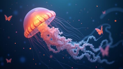 Luminous jellyfish dream scene