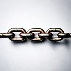 Interlocking Strength: A Close-Up of a Metal Chain on a White Surface, Symbolizing Connection and Endurance