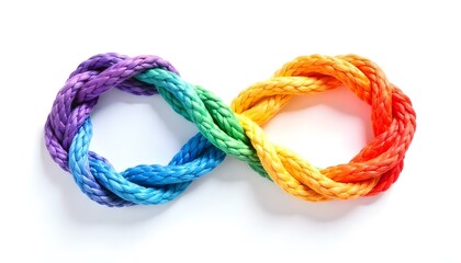 Infinity Symbol Made of Colorful Cords and Pieces Representing Autism and Infinite Possibilities