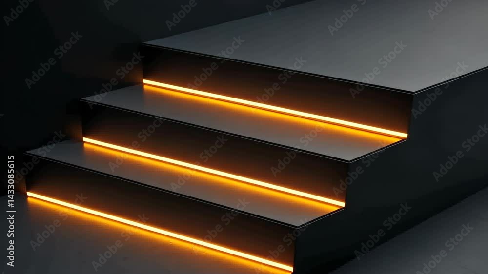 Poster stunning architectural design features illuminated black stairs that catch the eye in a modern space