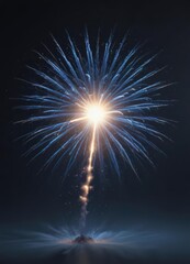 Obraz premium Isolated blue firework, explosive energy, atmospheric depth, sharp focus , explosion, design