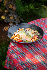 Fresh and delicious salad with dressing
