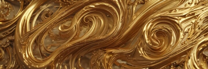 Abstract golden swirls, shimmering metallic texture,  luxury background,  golden swirls