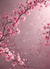 Obraz premium Abstract pink sakura petals swirl in a dreamy, ethereal background , tranquility, falling, cherry
