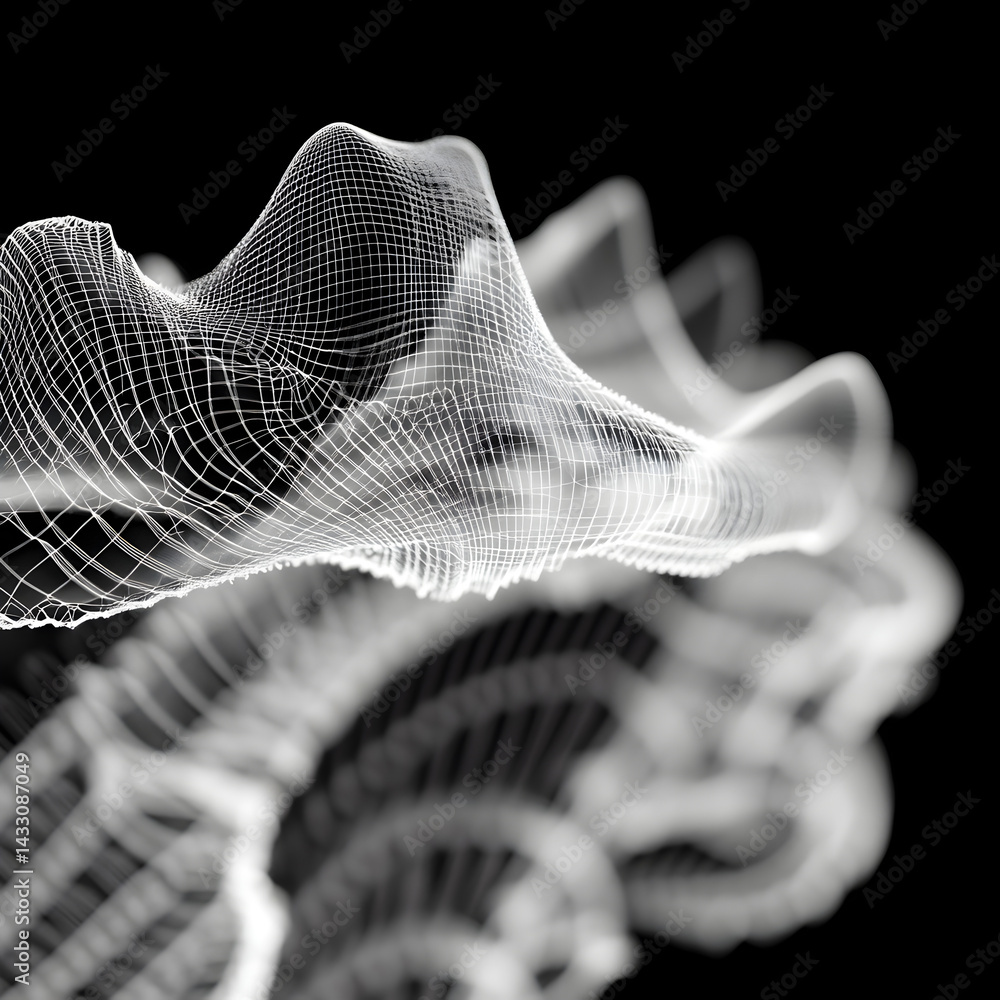 Poster abstract grid: a captivating digital rendering of a grid-like structure with intricate geometric sha