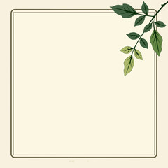 Watercolor background with green leaves