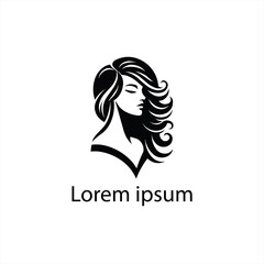 A black woman's hair cut logo design on a white background