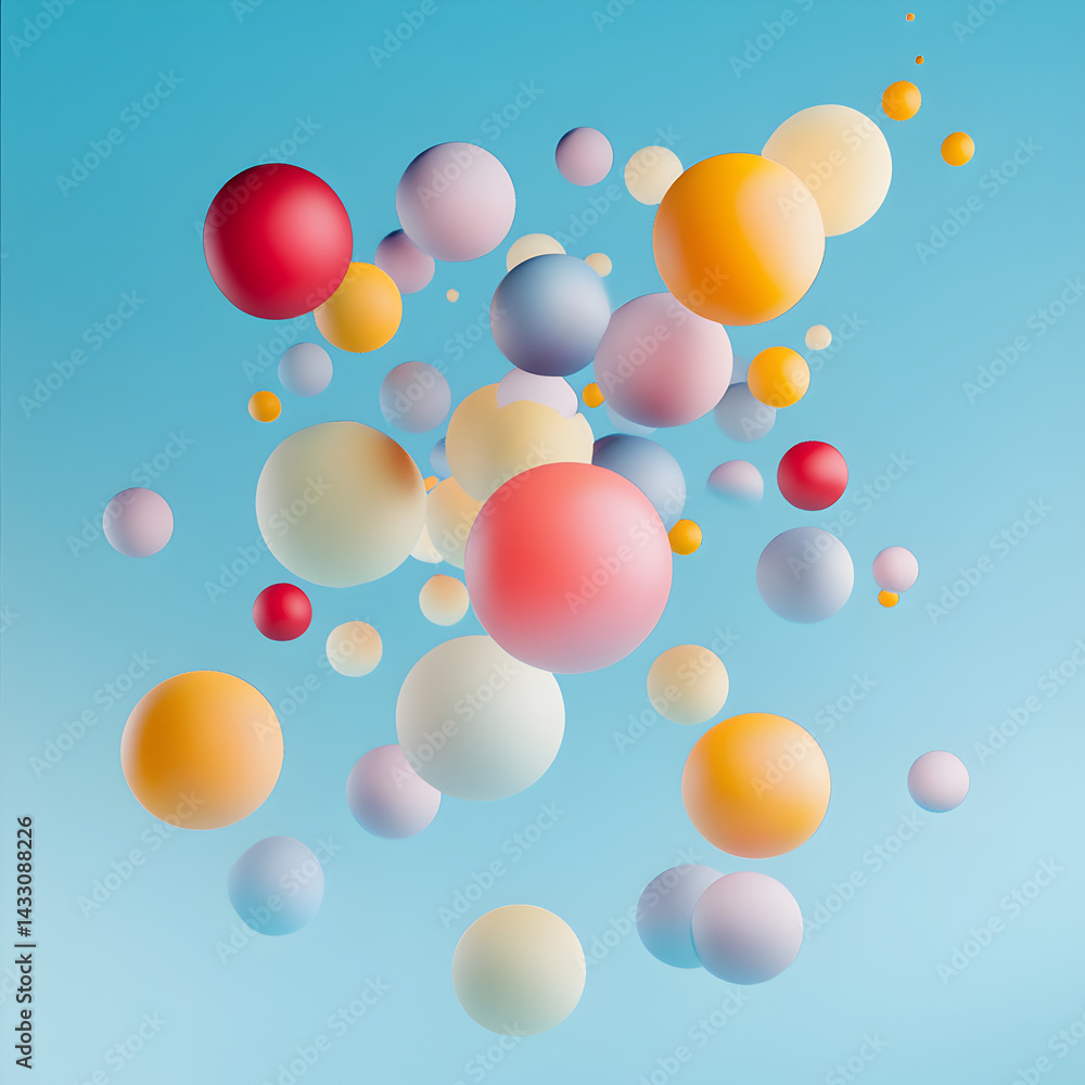 Aufkleber floating orb cluster: a captivating arrangement of colorful orbs dance playfully against a gradient 