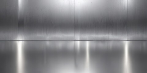 Fototapeta premium Mirror-like silver, intensely reflective, seamless metallic texture , light, backdrop