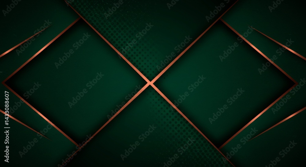 Aufkleber modern abstract background with green and copper geometric shapes, featuring sharp angles and dotted