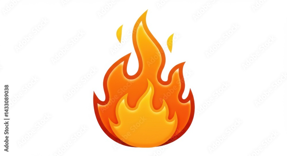 Poster a single flame with a yellow and orange gradient on a white background is displayed clearly
