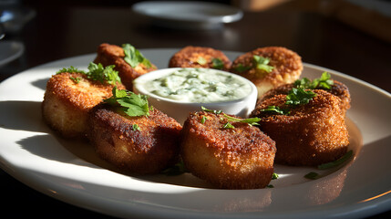 Golden Fried Bites with Herbed Dip