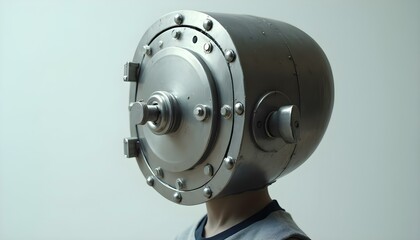 Head Represented as a Safe Symbolizing the Difficulty of Opening Up to the World