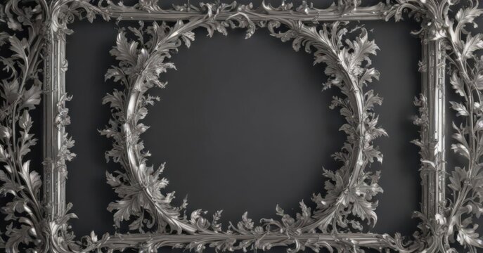 Silver leaf acanthus leaves & vines create a sophisticated frame ,  card,  classic