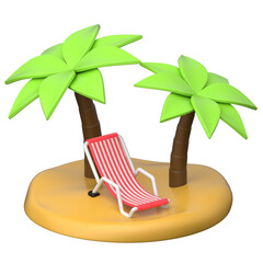 Beach 3D icon on transparent background