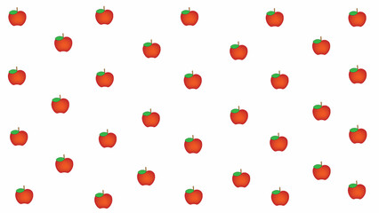 hand-drawn red apple pattern on crisp white background, playful minimalist food-themed design for print, children’s decor, wrapping paper and organic product packaging