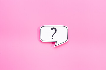 Question mark speech bubbles top view. FAQ concept