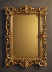 Ornate gold scroll frame, vintage style  Retro royal design ,  flourish,  illustration, gold