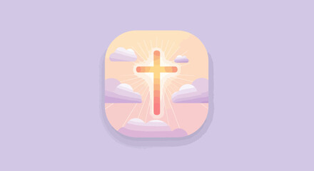 Obraz premium Christian cross shining in the sky surrounded by clouds a symbol of faith and hope with light pastel colors and a peaceful feel ideal for religious themes