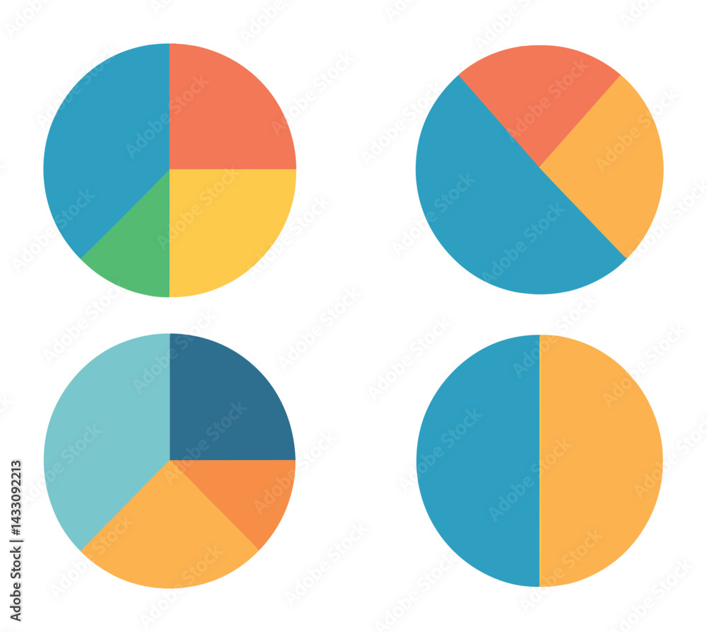 Poster data visualization flat icons set – colorful analytic, dashboard, and presentation symbols for infog