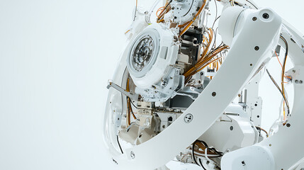 Fototapeta premium A robotic arm in a high tech research lab, assembling components for robots used in autonomous medical diagnostic systems, Med-tech style