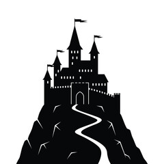 Obraz premium medieval fortress silhouette vector design art and illustration 