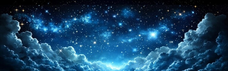 Obraz premium Starry Night Sky with Clouds, Cosmic Beauty and Stargazing Wonder