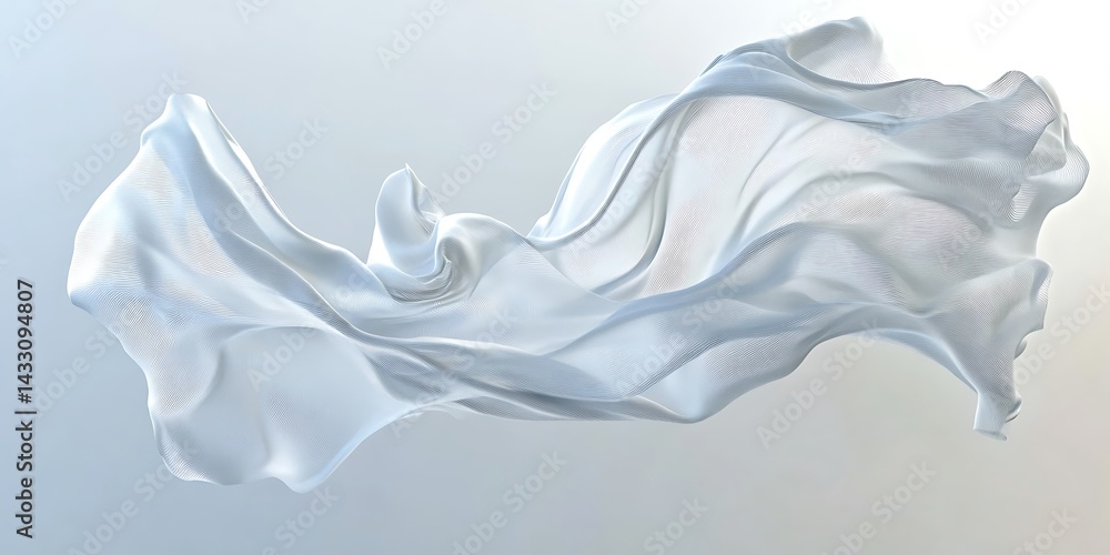 Poster abstract flowing light blue fabric on a gradient background dynamic motion of textile art elegance a