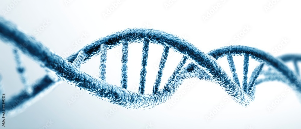 Poster dna helix forensic concept. abstract dna double helix structure with a blue tint on a light backgrou