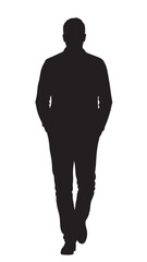 Casual Man Silhouette – Full Body Relaxed Male Vector Illustration